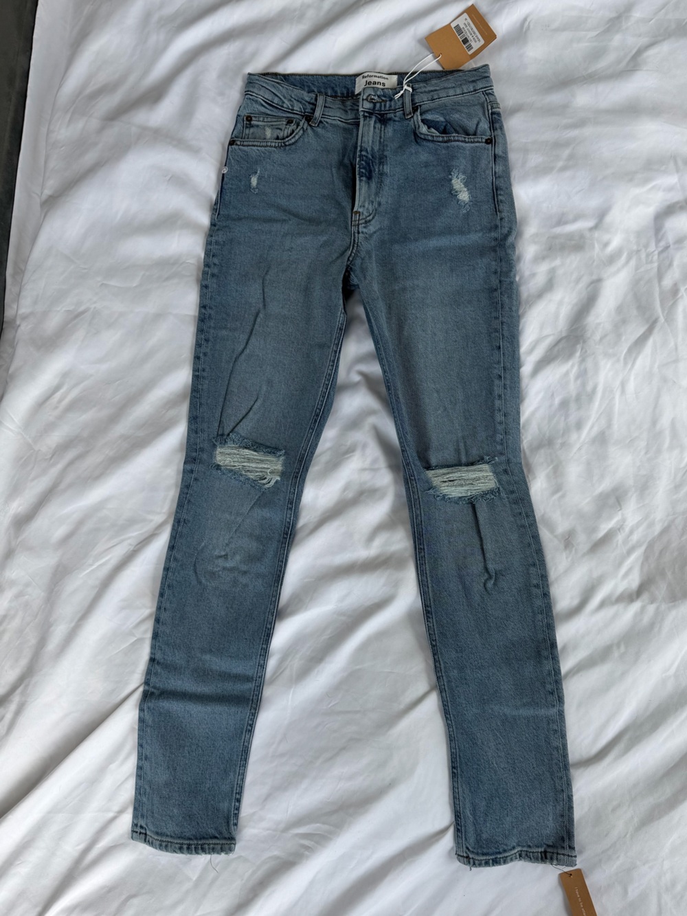 Reformation Miami Skinny Distressed Jeans - Light Blue Wash size 26